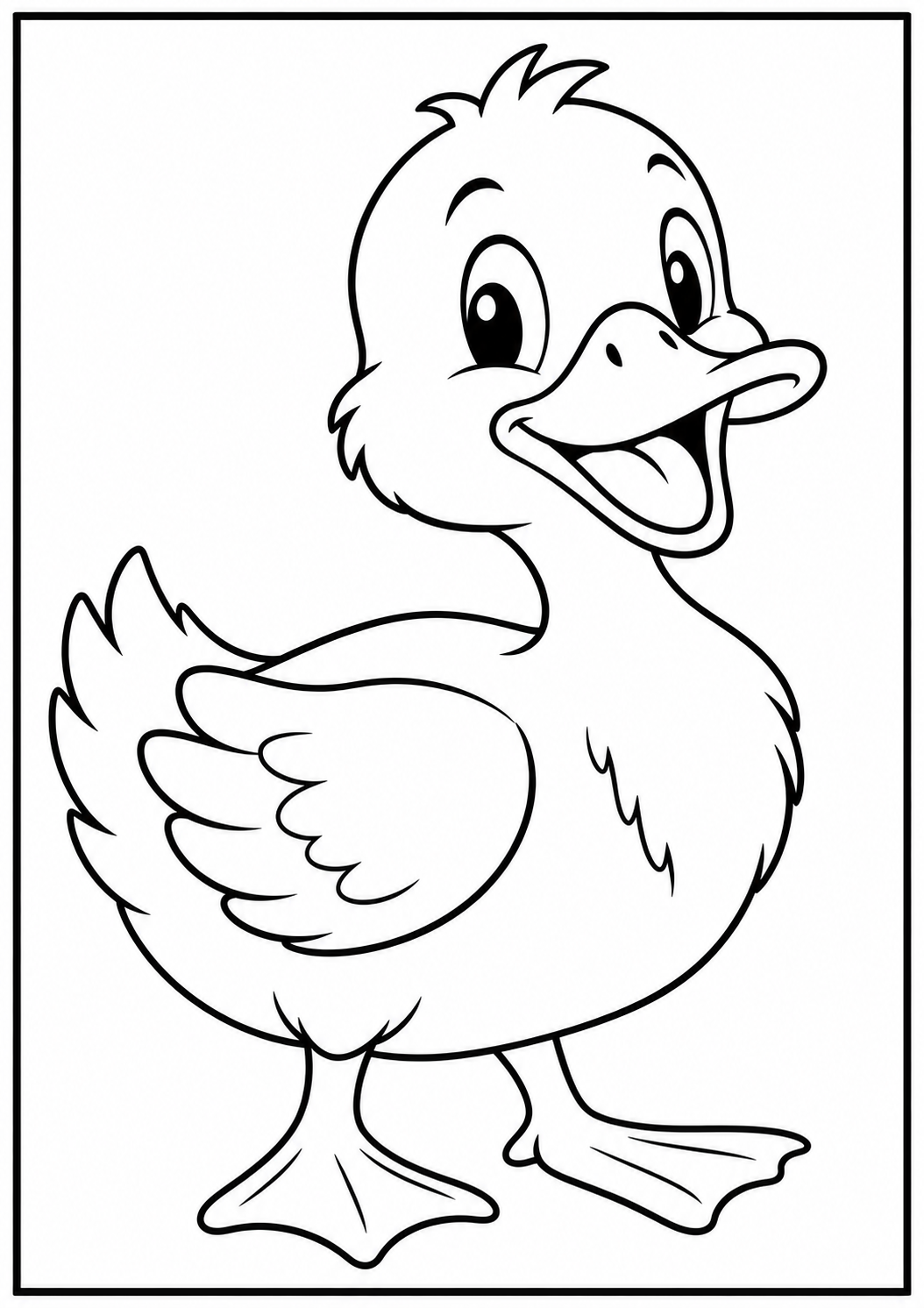 Cartoon Duck Colouring Page (Free Printable)