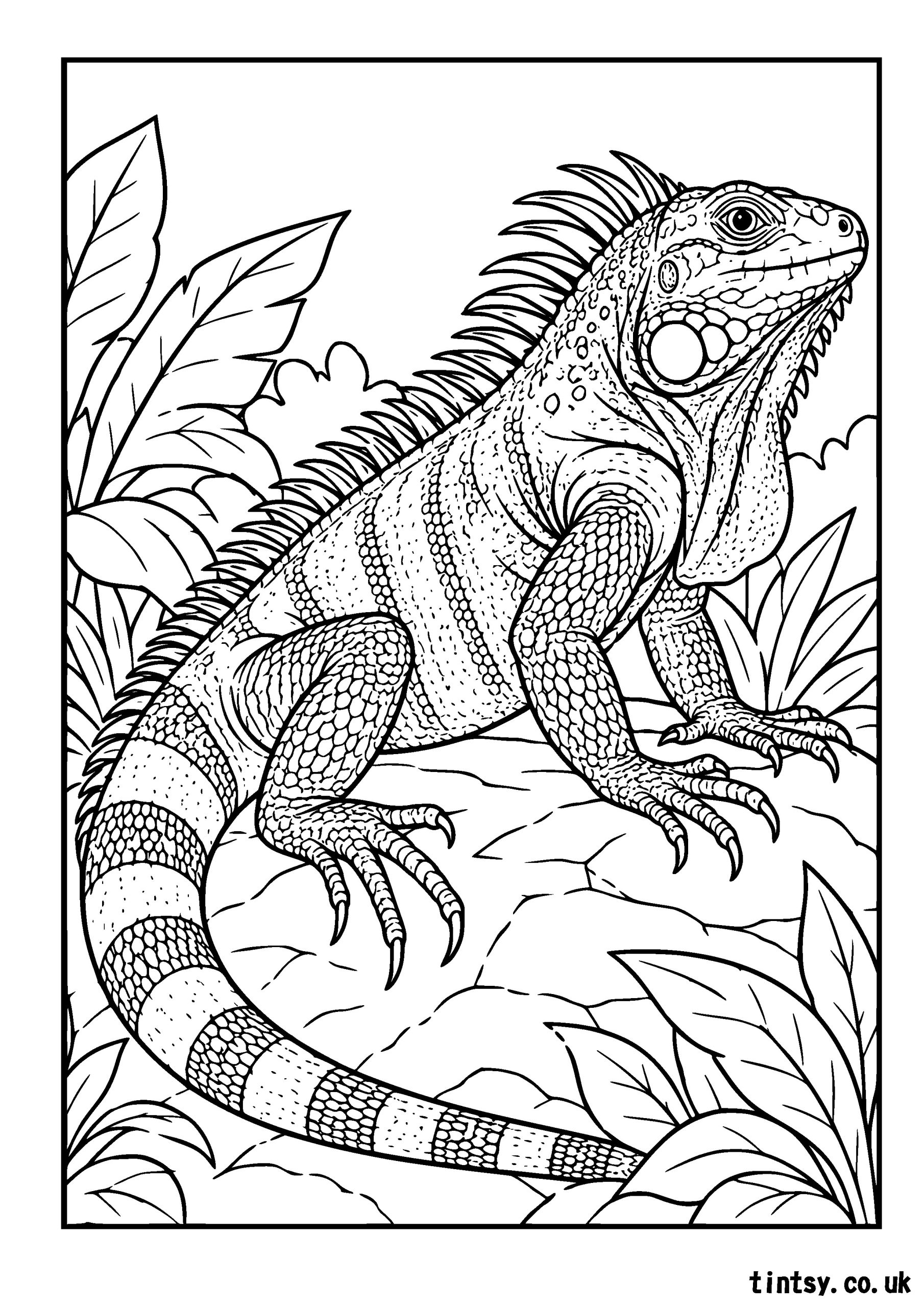 Iguana Colouring Page: A Tropical Wildlife Adventure