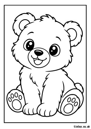 Kawaii Bear Cub Colouring Page – A Cute and Fun Creative Activity