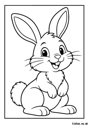 Cartoon Bunny Rabbit Colouring Page (Free Printable)