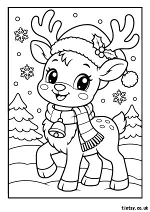 Ready for some festive creativity? Print this kawaii Christmas reindeer colouring page, choose your favourite colours, and enjoy a little Christmas magic.