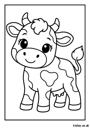 Free Adorable Cow Farm Colouring Page Printable