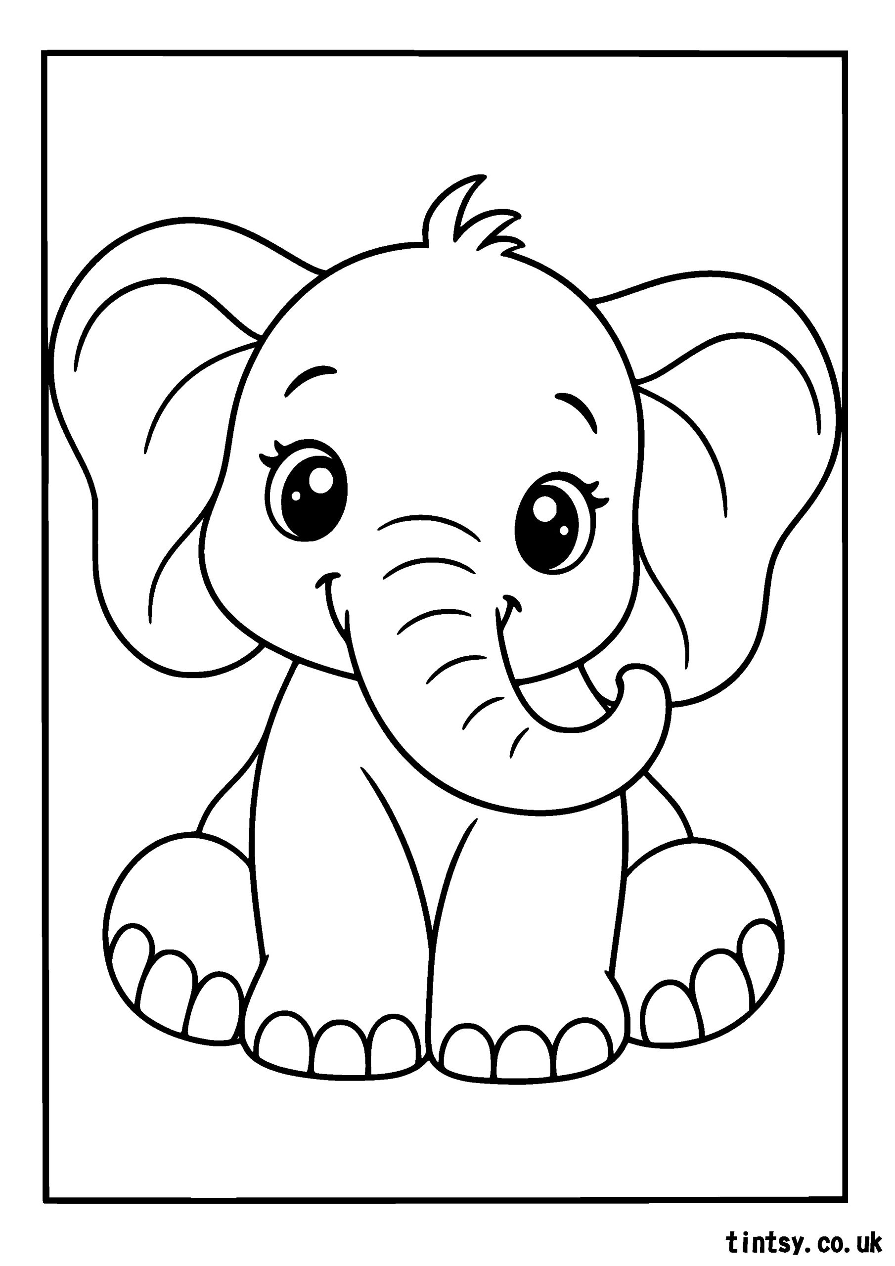 Kawaii Elephant Colouring Page – A Cute and Creative Activity for Kids