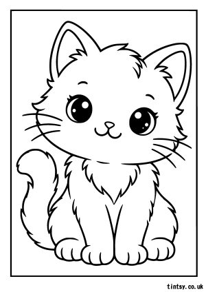 Free Cute Kitten Colouring Page Printable