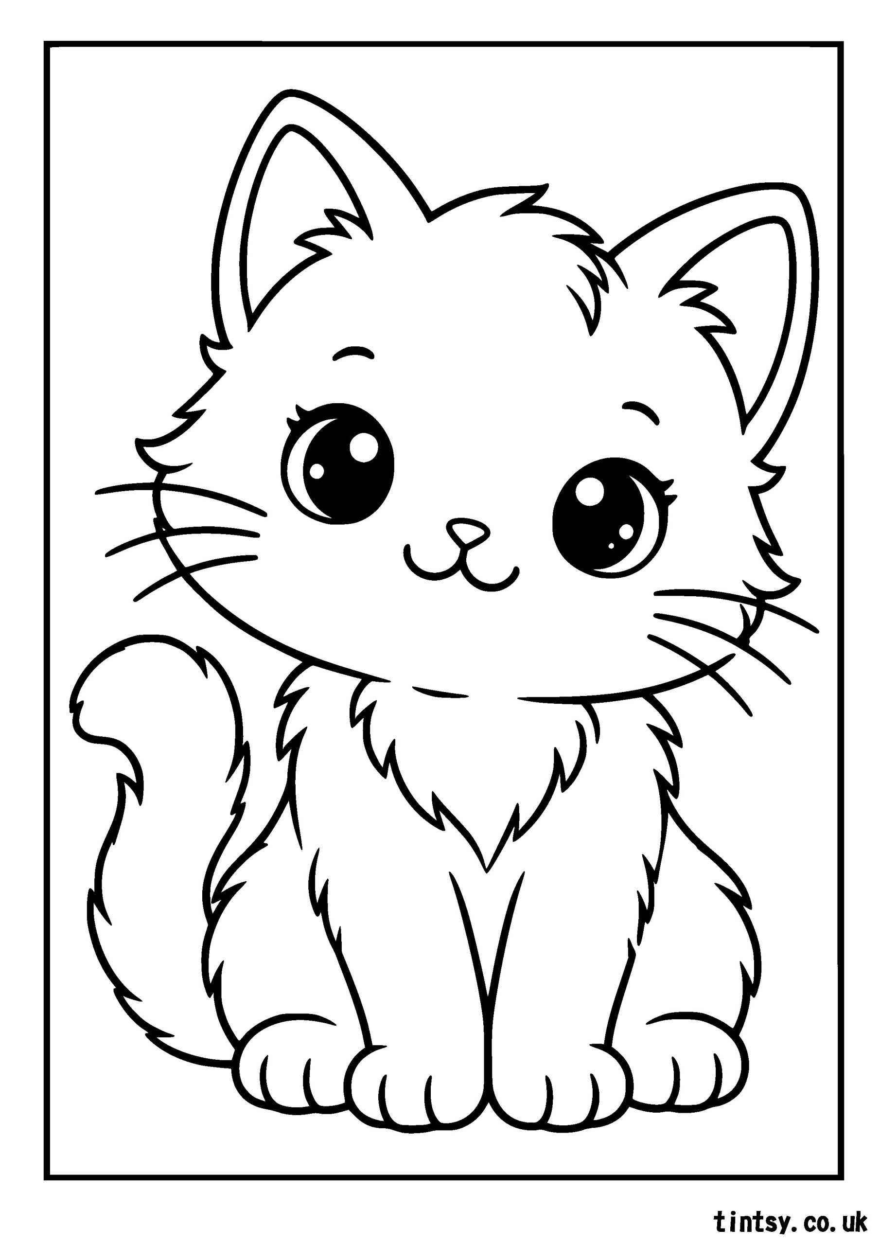Free Cute Kitten Colouring Page Printable
