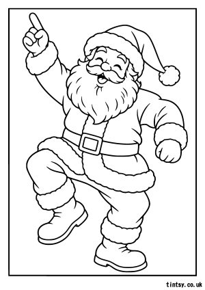 Free Jolly Santa Dancing Christmas Colouring Page Printable