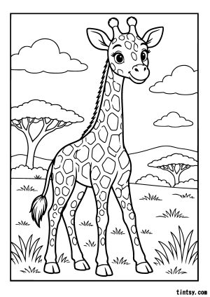 Giraffe Colouring Page (Free Printable)
