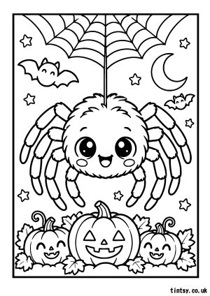 Spooky Halloween Spider Colouring Page (Free Printable)