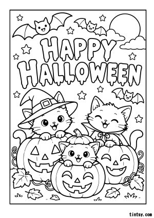 Happy Halloween Text Colouring Page (Free Printable)