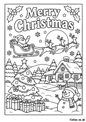Merry Christmas Text Colouring Page (Free Printable)