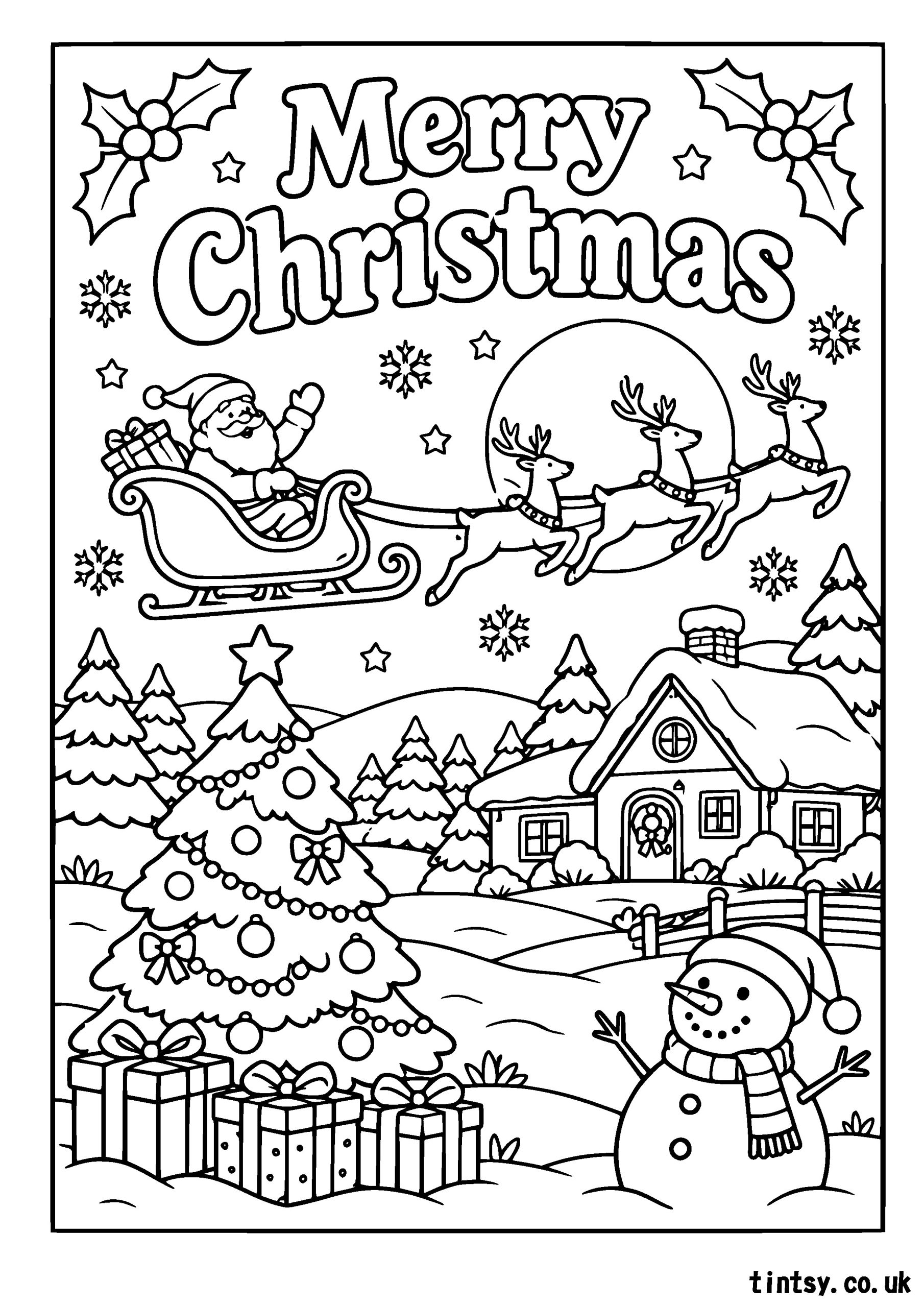 Merry Christmas Text Colouring Page (Free Printable)