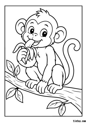 Bring a little jungle fun into your day with this adorable monkey eating a banana colouring page. Print your A4 sheet, gather your favourite colouring supplies and let your imagination run wild.