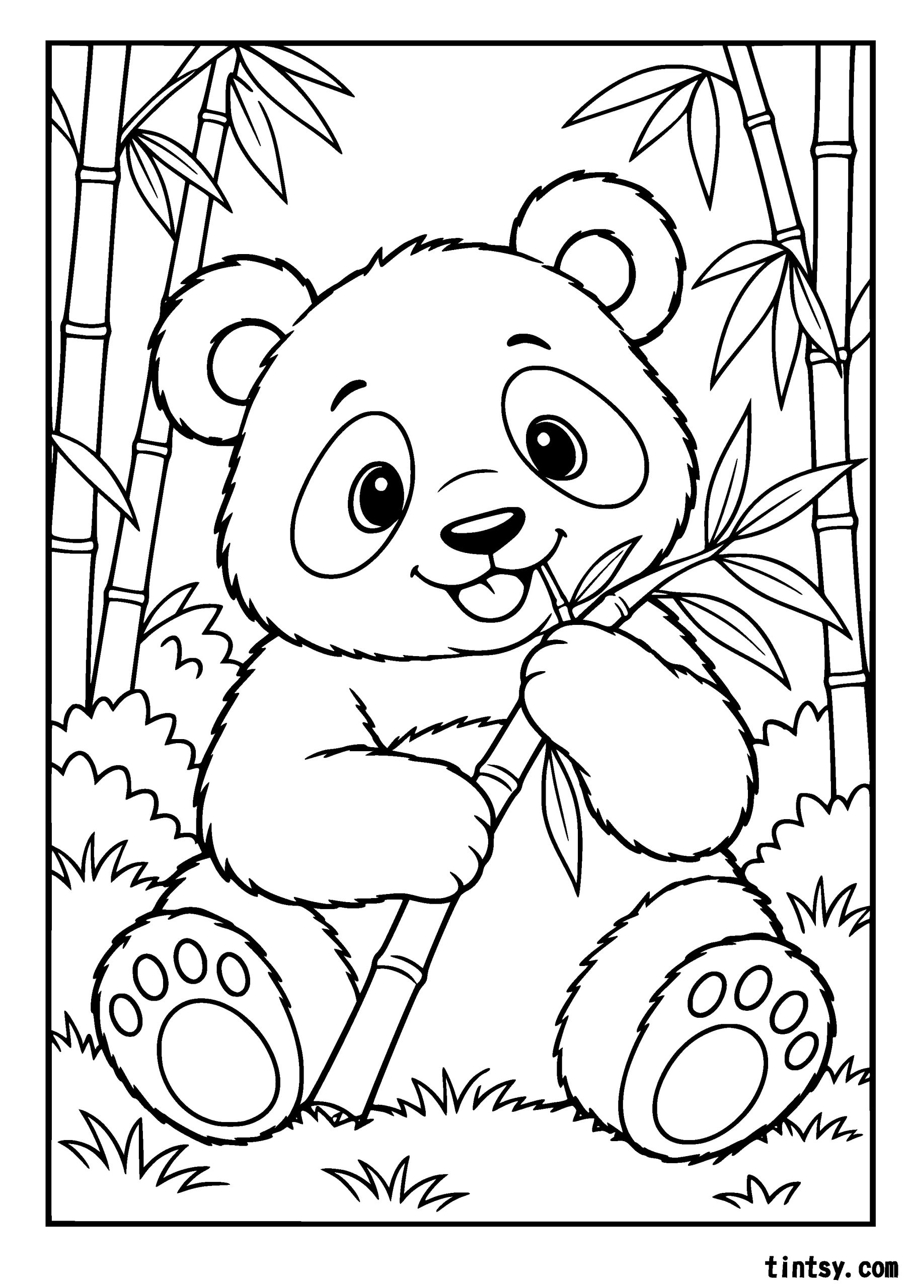 Cute Panda Colouring Page (Free Printable)