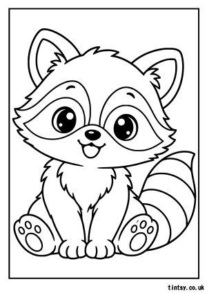 Kawaii Raccoon Colouring Page: Cute and Creative Fun